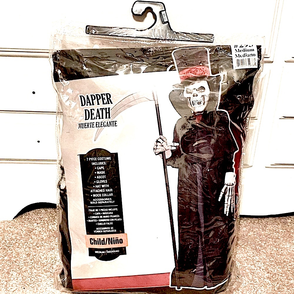 NWT Dapper Death Grim Reaper Child Halloween Costume 7-Pc Set Dress Up Cosplay M